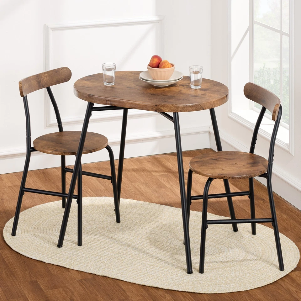 Juego de mesa de comedor ovalada de 3 piezas, juego de cocina pequeño con 2 sillas Foto 1 de 1