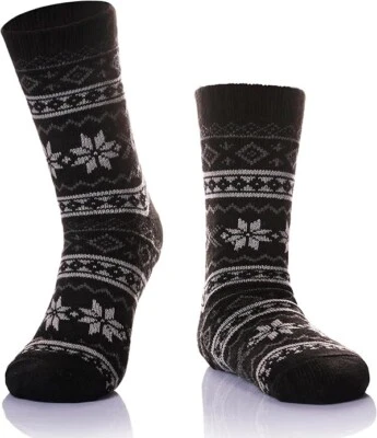 SEEYAN Mens snowflake fleece lined warm slipper socks anti skid size UK 6-11 UK BUSINES