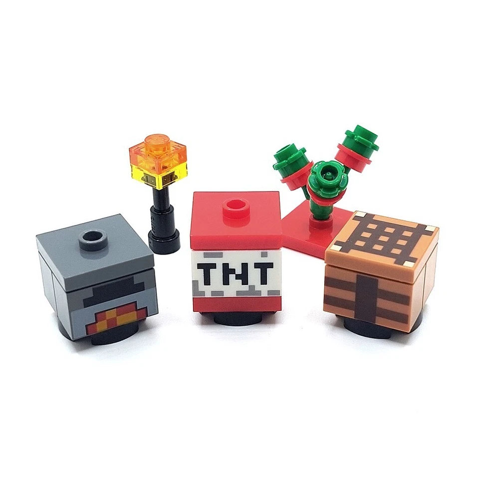 Genuine LEGO® 5x Minecraft Items TNT Bomb Furnace Torch Crafting Table Flowers - Image 1 of 1
