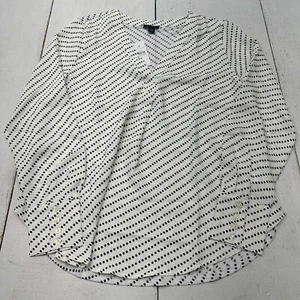 Ann Taylor White Black Polka Dot Print V Neck Long Sleeve Blouse Womens Size S - Picture 1 of 7
