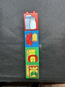 VINTAGE 1980 LEGO DUPLO Replacement Food Printed Blocks, 1.75" X 1.25" X .5" - Picture 1 of 16