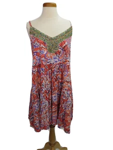 Free People Dress Size Large Multi Color Pastels Bra Straps Sequins Back Tie - Picture 1 of 5