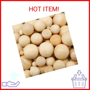 Blulu 122 Pieces Round Wood Balls Unfinished Wooden Balls Natural Craft for DIY - Picture 1 of 2