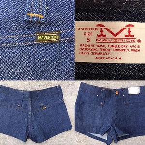 Vintage Maverick Jeans Denim Short Shorts Cowgirl Festival Size 5 27.5 Waist - Picture 1 of 12