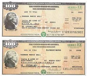 RARE UNIQUE UNCANC UNCASHED $100 SAVINGS BOND(S) BUY 2 GET 1 PATRIOT BOND (9/11) - Picture 1 of 1