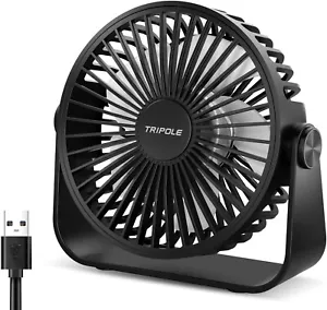USB Desk Fan 4.5 Inches Portable Mini Powerful 3 Small, Black - Picture 1 of 6