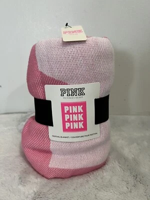 Victoria’s Secret PINK Festival Beach Blanket 60" x 50” Cotton Festival Pink NEW - Image 1 of 4
