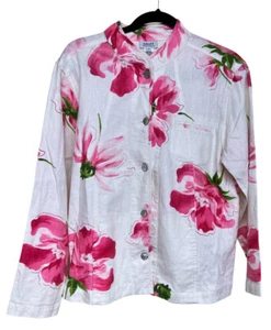 Graff By Um Company White/Pink Floral Print Blazer Jacket Women’s Size Medium - Picture 1 of 8
