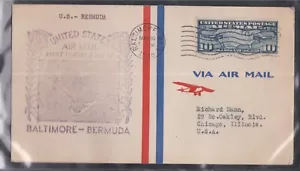 USA 1938 FIRST FLIGHT COVER BALTIMORE TO BERMUDA FAM 17 - Picture 1 of 2