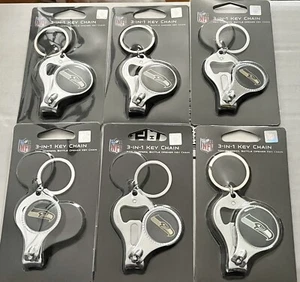 Seattle Seahawks Qty 6 NFL Licensed 3-In-1 Key Chain Lot - Brand New - Sealed - Picture 1 of 3
