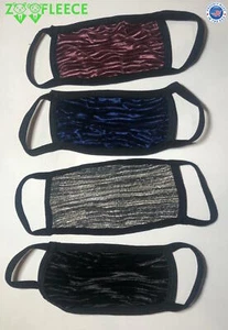 Shiny Velvet Black Face Mask Washable Cotton Blend Safe Stretchy Adult Masks - Picture 1 of 8