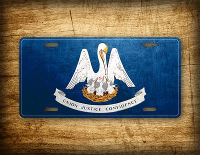 Louisiana Flag License Plate LA State Official Flag Symbol Auto Tag 6x12 METAL - Image 1 of 4