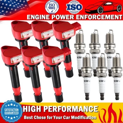 Paquete de 6 bobinas de encendido y bujías de iridio para Honda Pilot Odyssey Saturn Vue Foto 1 de 4