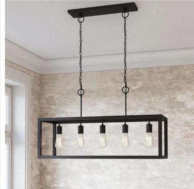 Hampton Bay Boswell Quarter 5-Light Chandelier - Black - Image 1 of 4