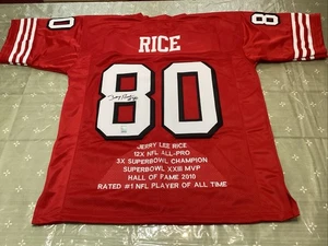 Camiseta Jerry Rice AUTÓGRAFO San Francisco 49ers con estadísticas *Holo certificado de autenticidad del jugador* - Imagen 1 de 7