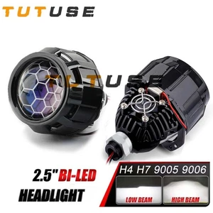 90W 2.5'' Honeycomb Bi-Led Lens For H1 H4 H7 9005/9006 Car Headlight Retrofit - Picture 1 of 7