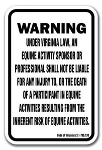 Virginia Equine 12" x 18" Heavy Gauge Aluminum Sign warning statute horse farm - Picture 1 of 4