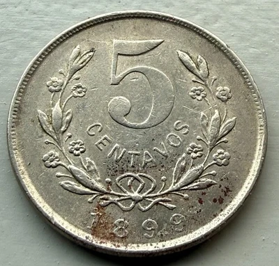 1899 Nicaragua 5 centavos ~ (XF/AU) Condition - Image 1 of 3