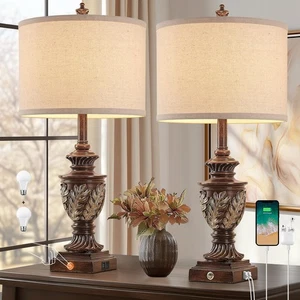 Farmhouse 3-Way Dimmable Touch Table Lamp Set of 2 for Bedroom Living Room wi... - Picture 1 of 9