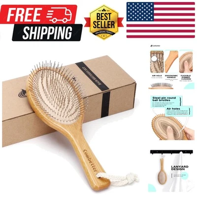 Cepillo para Cabello de Bambú, Alisar Cabello y Masajear Cuero Cabelludo, Desenredar Antiestático Tiburón... Foto 1 de 4