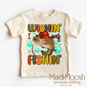 Wishing I Was Fishing Shirt - Fishing Tee - Picture 1 of 6