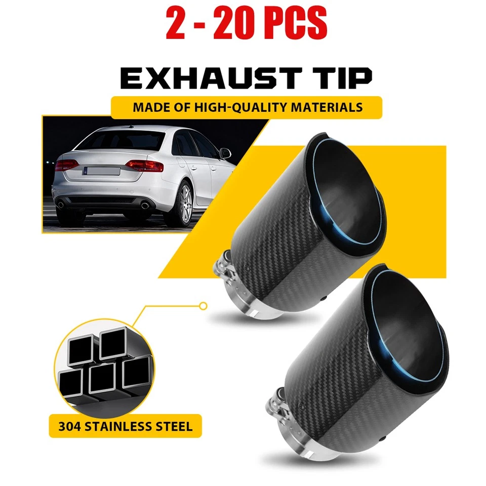 2-20X Punta de escape 2.5" In 3.5" Out Diesel Camión Tubo de escape-Coche Fibra de carbono Acero Foto 1 de 4