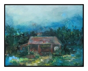 Mystery Old Barn Painting Landscape Art Abstract Impressionism Signed Max Kravt - Picture 1 of 5