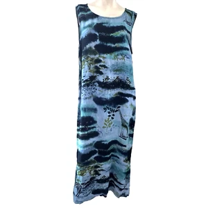 Vestido sin mangas de verano JM Collection para mujer L midi safari fluido transparente crucero - Imagen 1 de 11