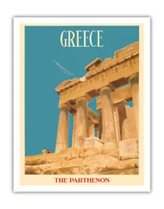 Greece - The Parthenon - Temple of Athena - Vintage Travel Poster c.1954 - Picture 1 of 21