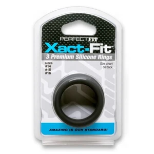 Perfect Fit Xact-Fit Silicone Penis Rings 3 Pack #14 #15 #16 Medium Black - Picture 1 of 4