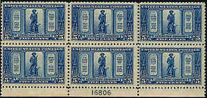 1925 US Stamp #619 A183 5c Mint NH Plate Block of 6 Catalogue Value $440