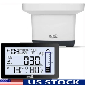Wireless Digital Rain Gauge Self-Emptying Thermometer Indoor Outdoor Monitor New - Picture 1 of 7