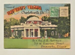 PC Views Book Univ of Virginia Charlottesville Photos Postmark stamp circa 1929