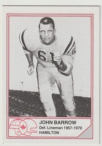1983 Jogo HOF John Barrow Card B-3 Hamilton Tiger-Cats Florida