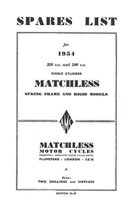 (0735) 1954 Matchless Single cylinder models parts book - Picture 1 of 1