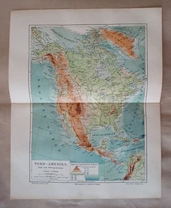 1907 Map of North America. Original antique print USA Canada Mexico - Picture 1 of 1