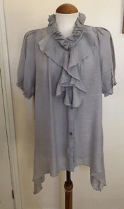 Ladies NEW LOOK grey ruffle oversized Top Size 6 UK BNWT - Picture 1 of 7