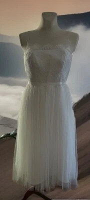 Kelsey Rose Weiße Hochzeitskleid  Brautkleid UK 10/EU:36 Neu Midi - Bild 1 von 4