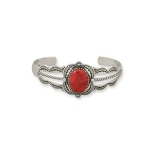 Brazalete de plata de ley con esponja coral estilo suroeste - Imagen 1 de 1