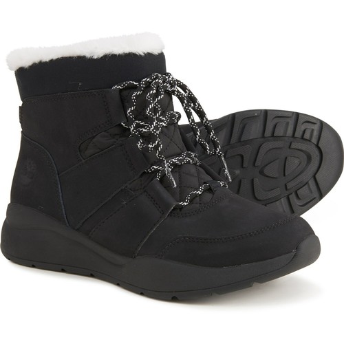 NUOVI STIVALI IMPERMEABILI TIMBERLAND DONNA PELLICCIA NERA MISURA 8 M $129