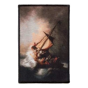 Small Christ In The Storm Painting Patch Rembrandt Embroidered Iron On - Picture 1 of 2