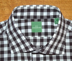 Sid Mashburn M dark brown check 100% cotton casual shirt w7j4 - Picture 1 of 5