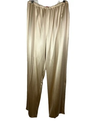 $$$ Talla 3 Shamask Beige Dorado Seda Satén Pantalones Pierna Cónica Foto 1 de 2