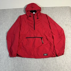 Vintage LL Bean Windbreaker Jacket Men's Medium Red 90s Hooded Pullover Hiking - Picture 1 of 6