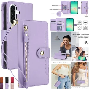 For Samsung A56 A36 A26 A17 A16 A07 Leather Wallet Case Shockproof Flip Cover - Picture 1 of 18