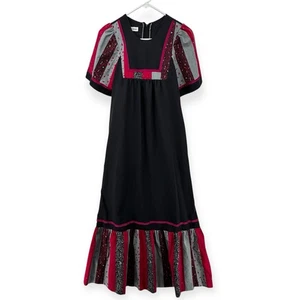 Vintage Liberty House Hawaiian Muumuu Dress Womens Small Stripe Maxi Peasant - Picture 1 of 10