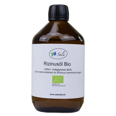 Sala Rizinusöl kaltgepresst 100% rein BIO 500 ml Glasflasche - Bild 1 von 4