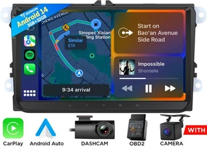 9" Android 14 Carplay For VW Golf Jetta Passat Car Stereo Radio GPS HeadUnit DSP - Picture 1 of 23