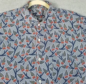 Tasso Elba Button Up Shirt Men’s Large L 16 16 ½  All Over Print Short Sleeves - Picture 1 of 11