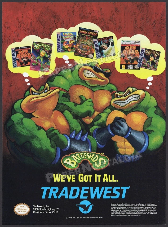 BATTLETOADS - Anuncio comercial original 1992 / Anuncio / Promoción Tradewest _ Nintendo Foto 1 de 1
